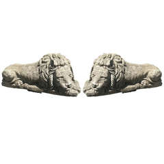 Gorgeous Pair of Large English Stone Lions