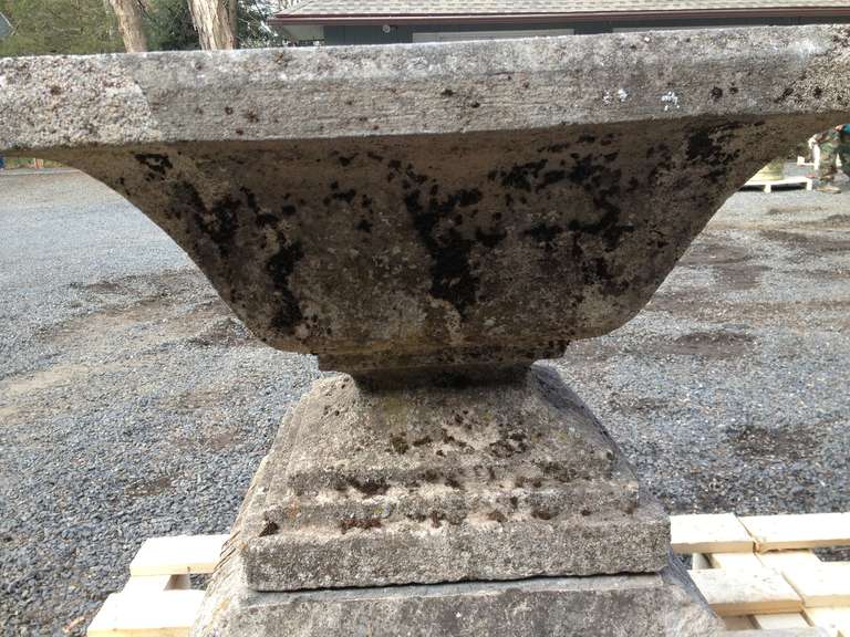 Pair of Magnificent French Stone Urns on Plinths For Sale at 1stdibs