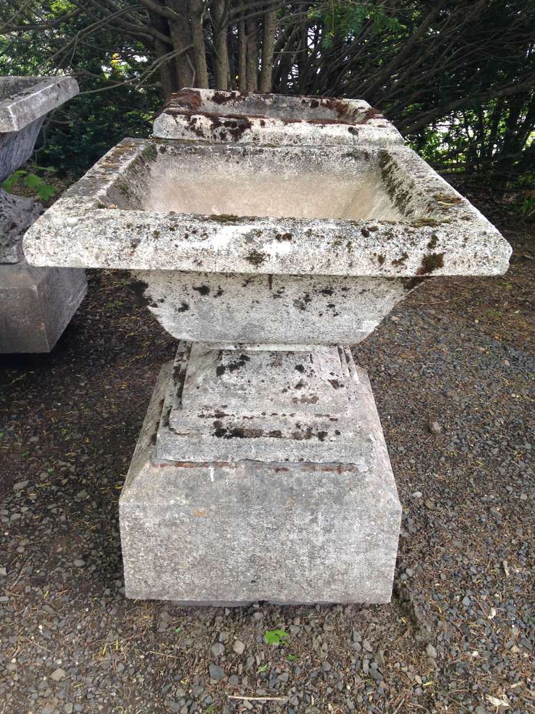 Pair of Magnificent French Stone Urns on Plinths For Sale at 1stdibs