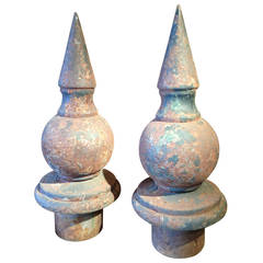 Unusual Pair of Cast Iron Finials