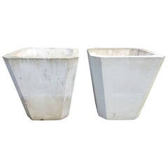 Pair of Mid-20th Century Modern Large Canted Planters