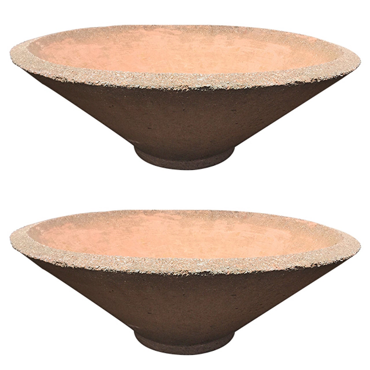 Pair of Enormous Mid-Century Modern Industrial Cast Stone Planters