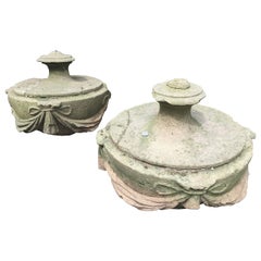 Pair of 17th Century Stone Urn Top Finials