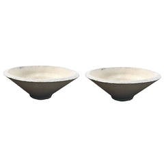 Pair of Very Large Mid-Century Modern Cast Stone Industrial Planters