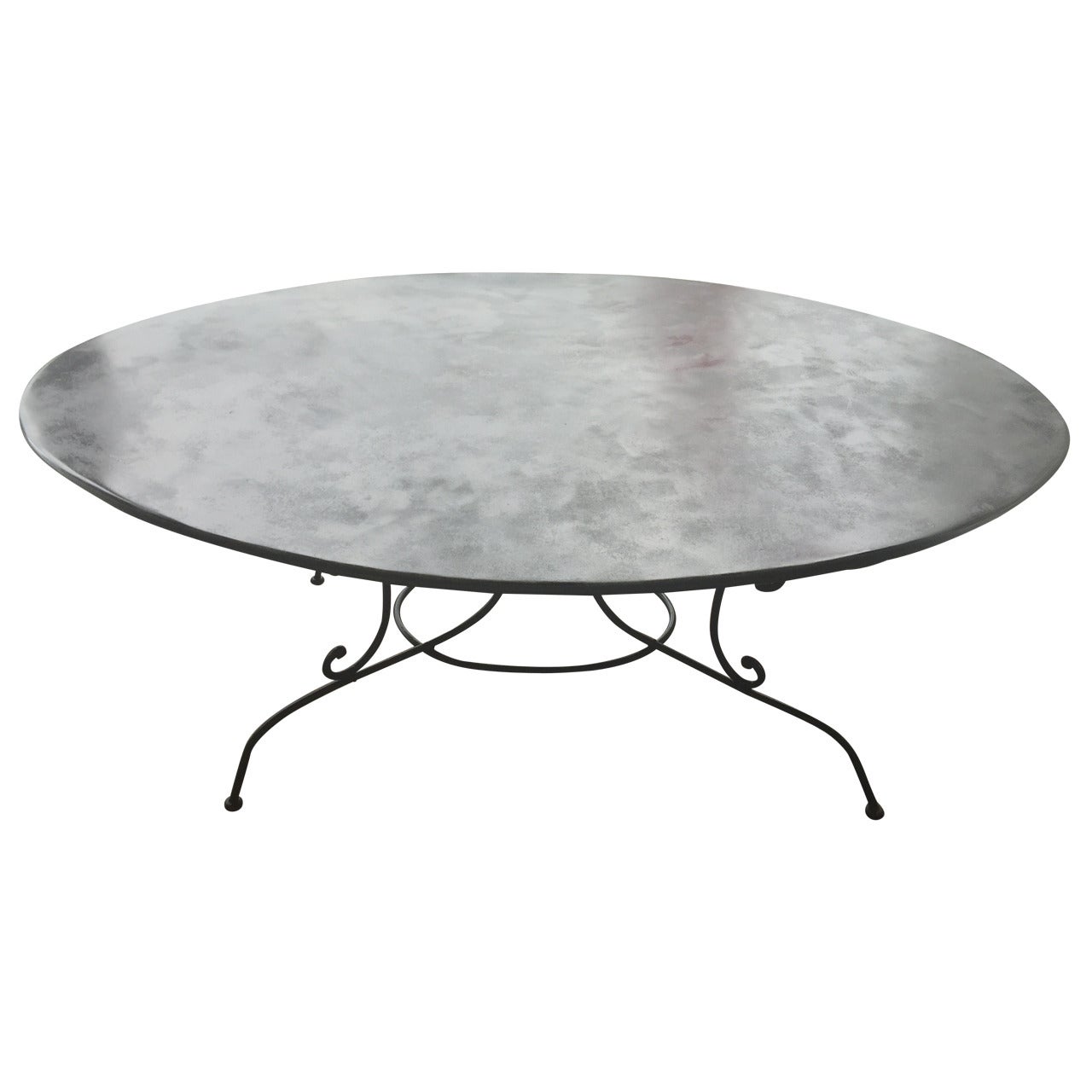 Large Oval French Wrought Iron Dining Table