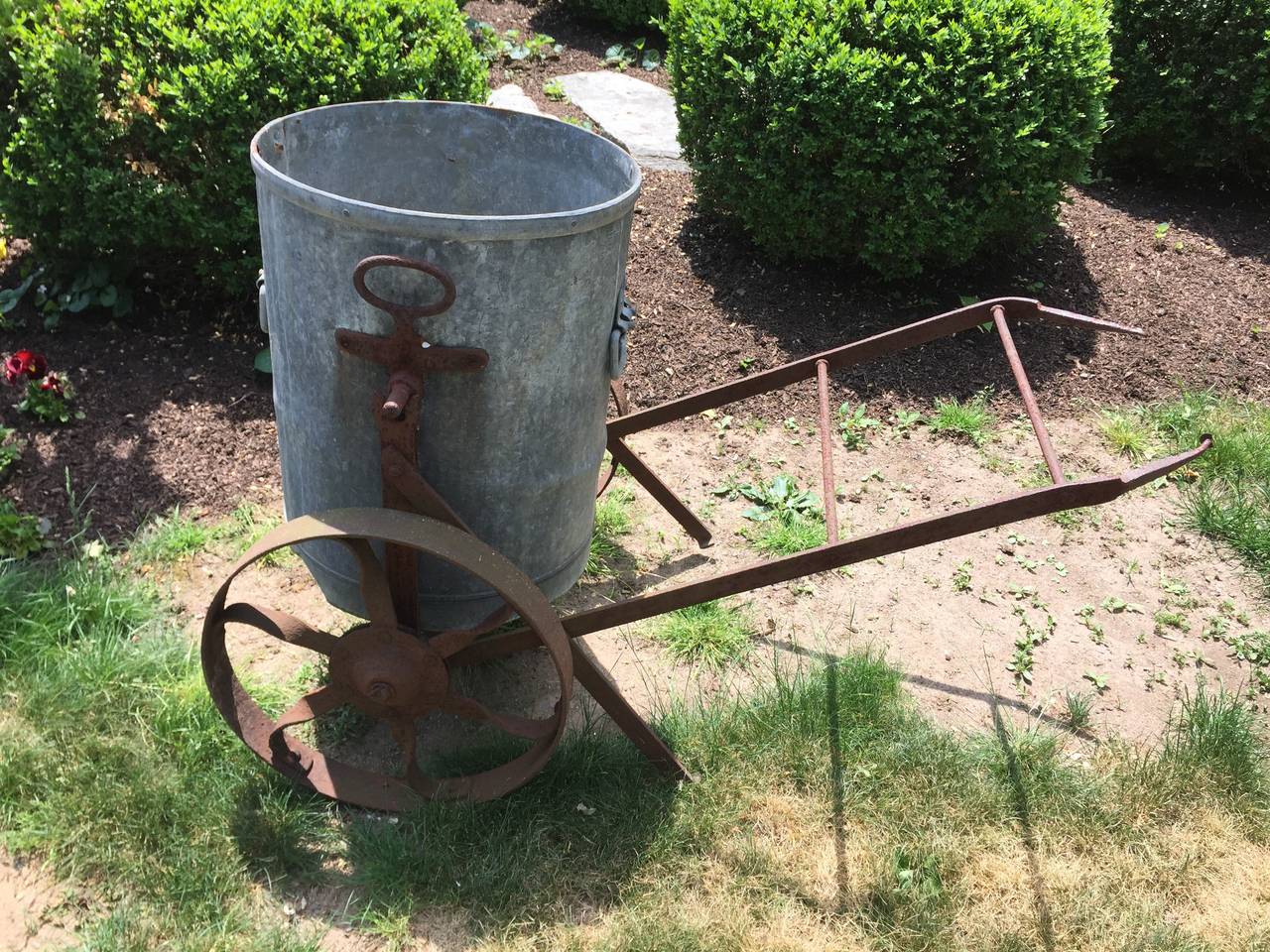 Edwardian Wonderful Original Iron and Zinc English Water Barrow