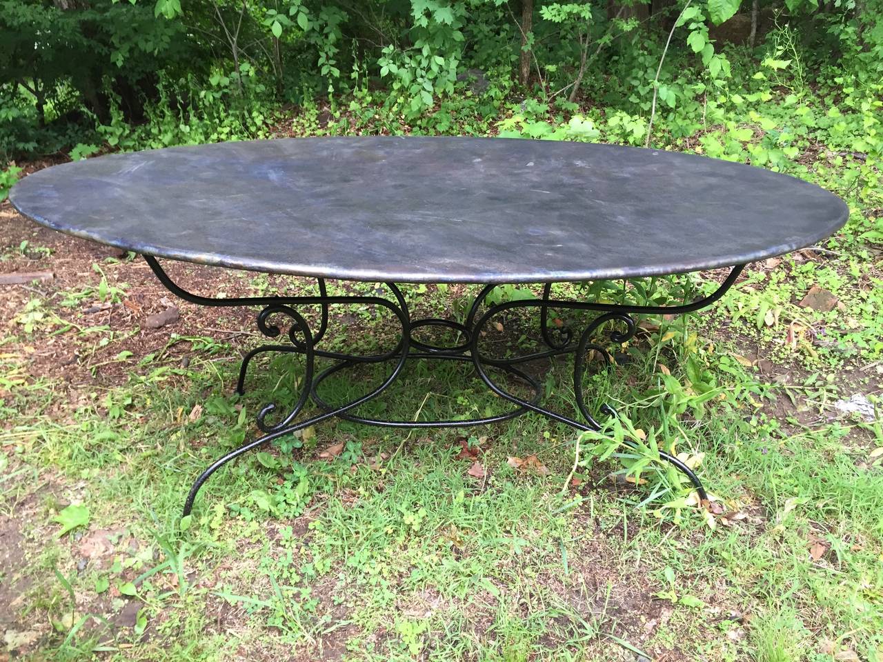 20th Century Large Oval French Wrought Iron Dining Table