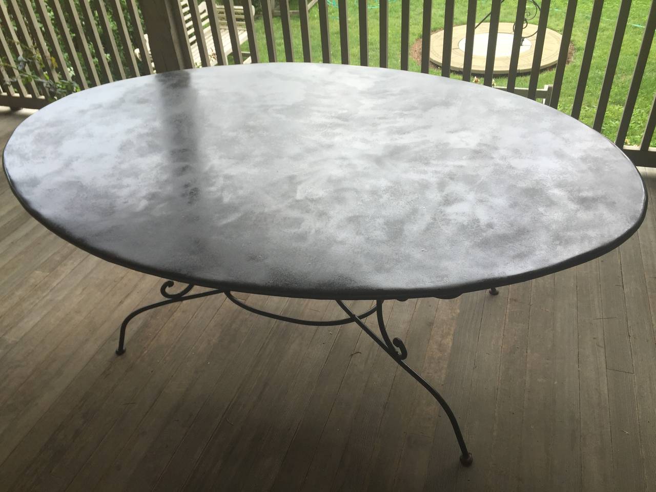 Large Oval French Wrought Iron Dining Table In Excellent Condition In Woodbury, CT
