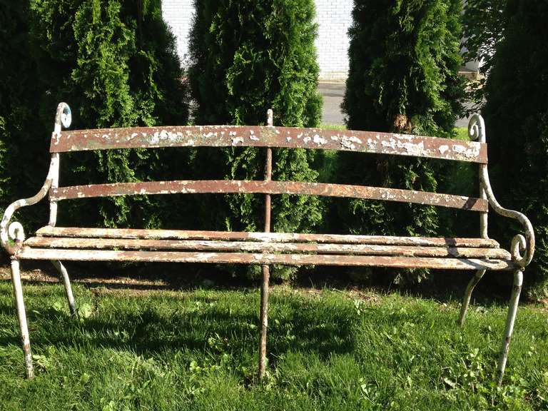 Rare 19th Century Scottish Wrought Iron Garden Bench For Sale at 1stDibs