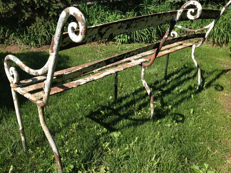 Rare 19th Century Scottish Wrought Iron Garden Bench For Sale at 1stDibs