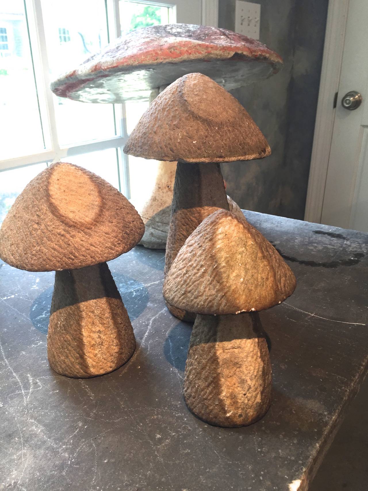 Set of Three Hand-Carved Stone Toadstools 2