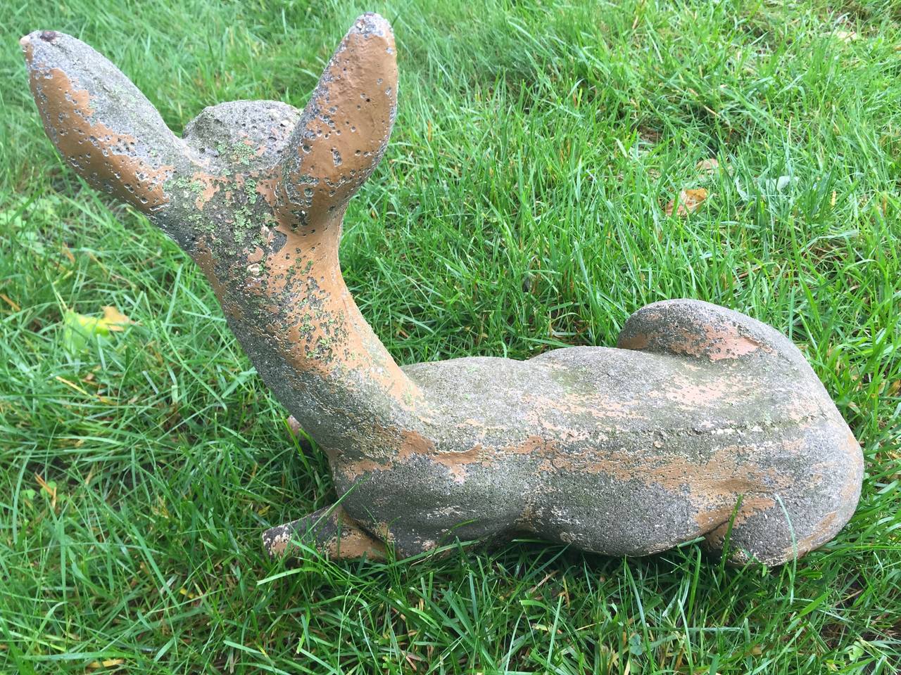 Cast Stone Figures of Recumbent Doe and Fawn 2