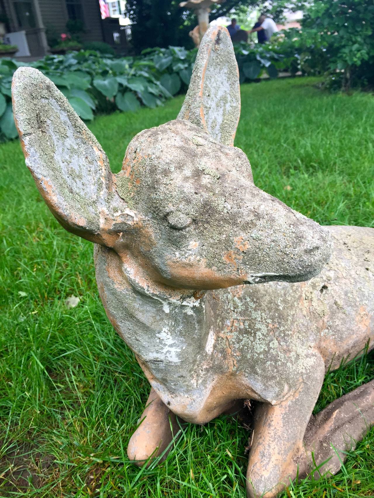 Cast Stone Figures of Recumbent Doe and Fawn In Excellent Condition In Woodbury, CT