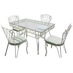 Five-Piece Lattice Pattern Wrought Iron Dining Set 4