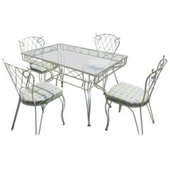 Five-Piece Lattice Pattern Wrought Iron Dining Set