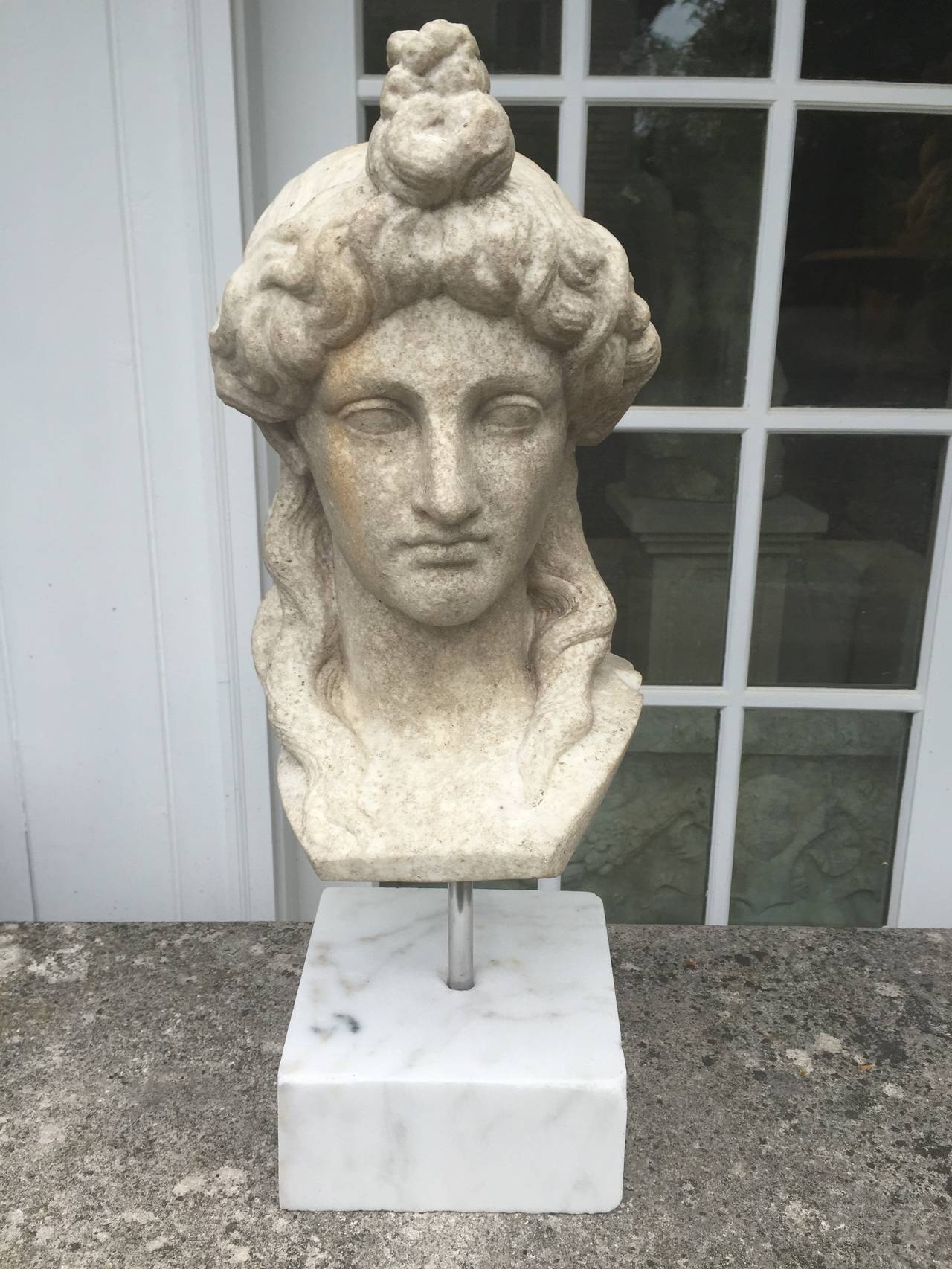 Hand-Carved Carved Marble Head of Aphrodite After the Roman Antique