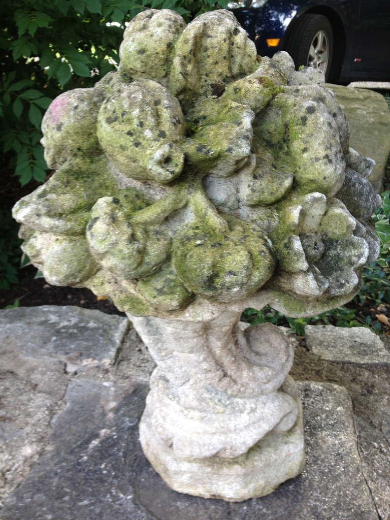 20th Century Pair of Mossy Cornucopia Fruit and Flower Baskets