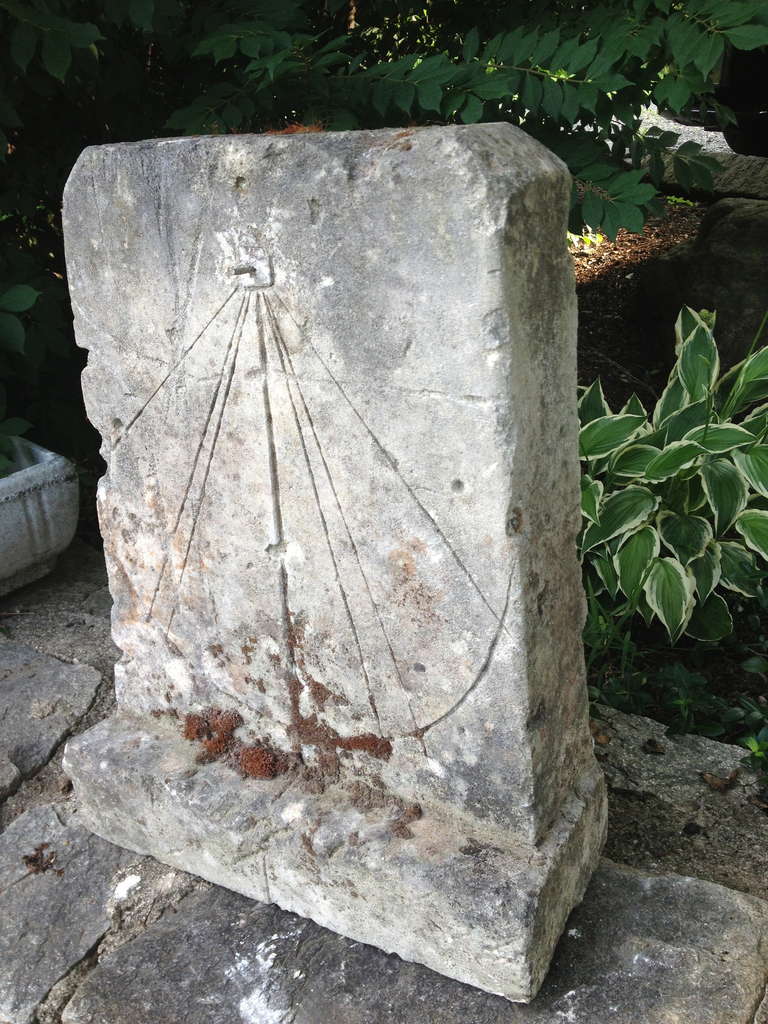 Hand-Carved 18th C Limestone Vertical Sundial