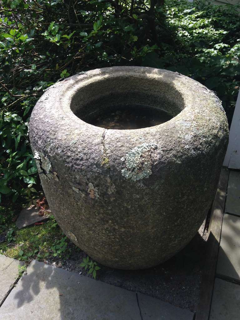 Pair of Edo Period Japanese Natsume Tetsubachi Granite Purification Basins 2