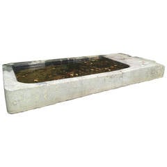 Large and Rare Carved Stone Sink with Drainboard