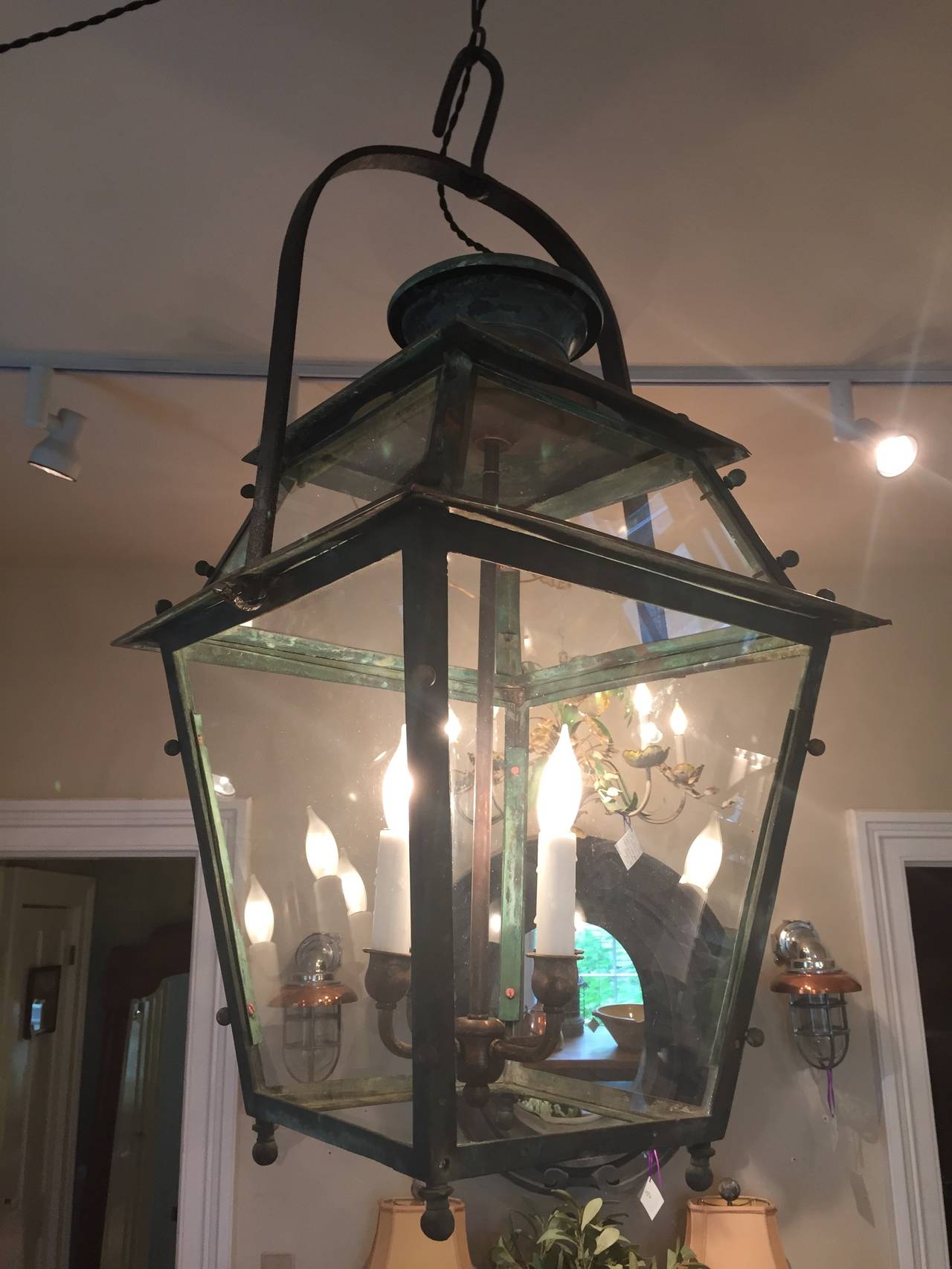 19th Century French Bronze and Copper Lantern In Excellent Condition In Woodbury, CT