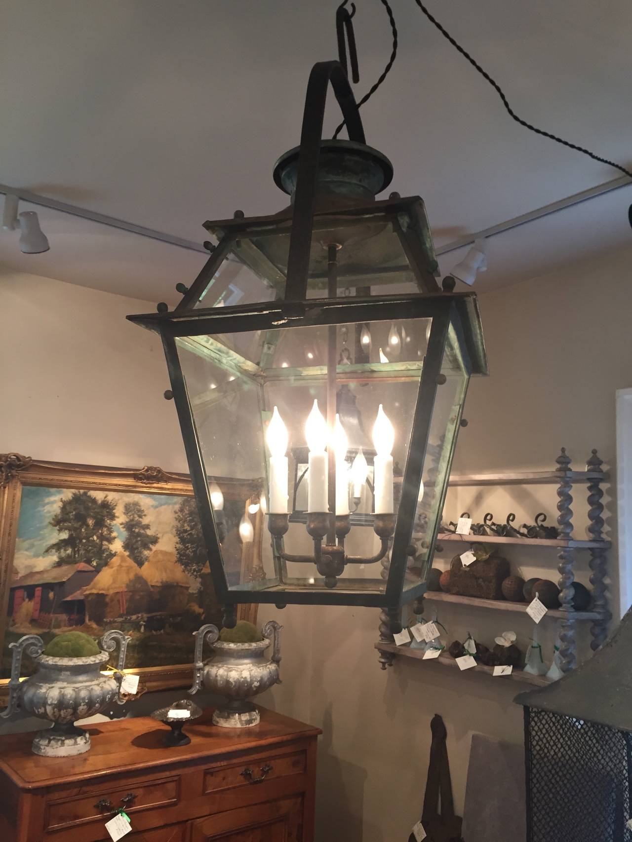 19th Century French Bronze and Copper Lantern 1