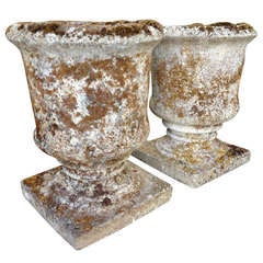 Elegant Pair 19th C Carved Portland Stone Urns