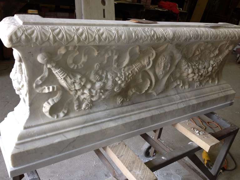 This superb and heavily carved marble fountain basin is without peer. French and dating to the mid to late 18th century, it was removed from Lohgrame, the summer estate of George Scott Graham (1850-1931), an active Philadelphia attorney and politico