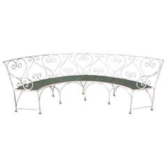 Very Long Curved Wrought Iron French Garden Bench