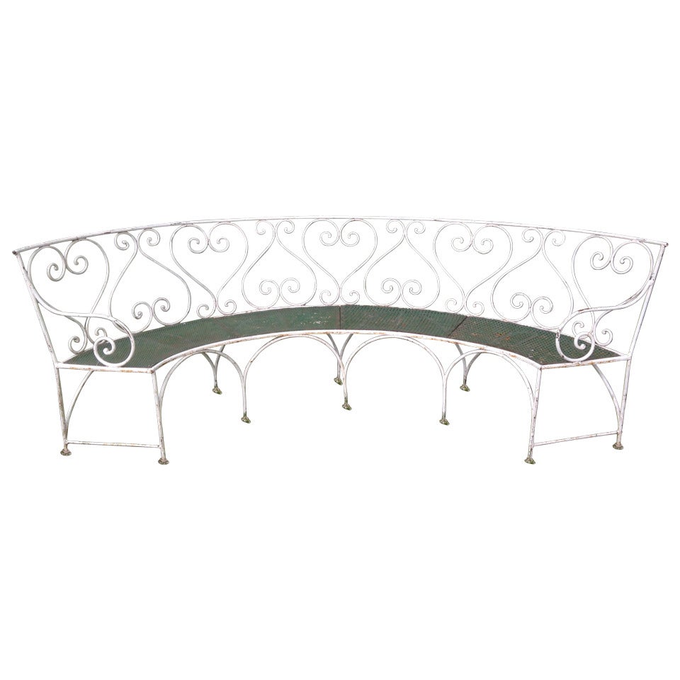 Very Long Curved Wrought Iron French Garden Bench