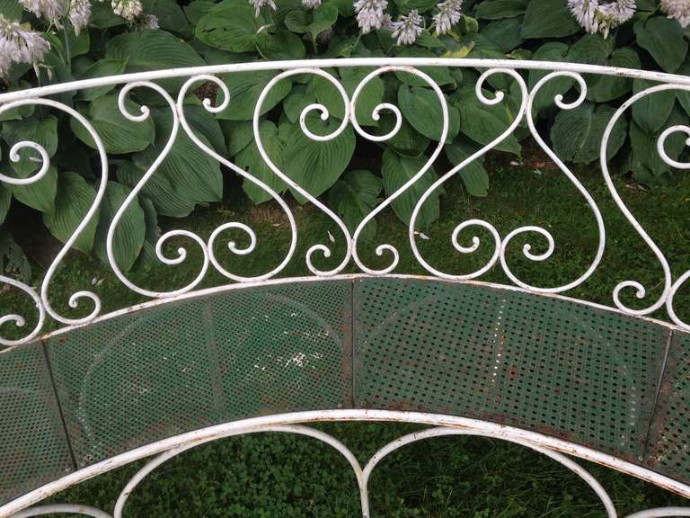 Mid-20th Century Very Long Curved Wrought Iron French Garden Bench