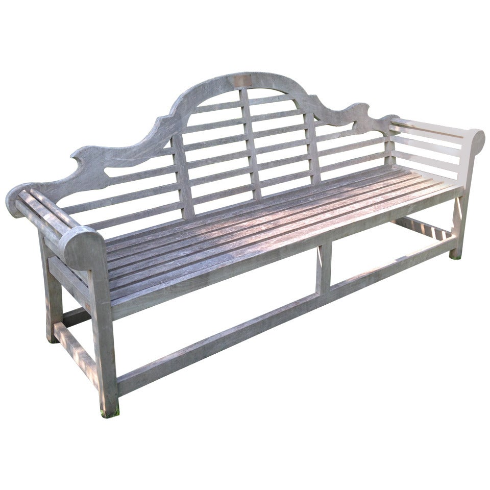 Elegant Long Silvered Lutyens Bench