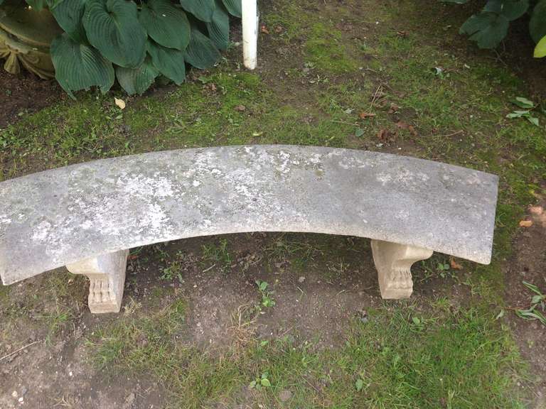 Classic 19th Century Curved Marble Bench In Excellent Condition In Woodbury, CT