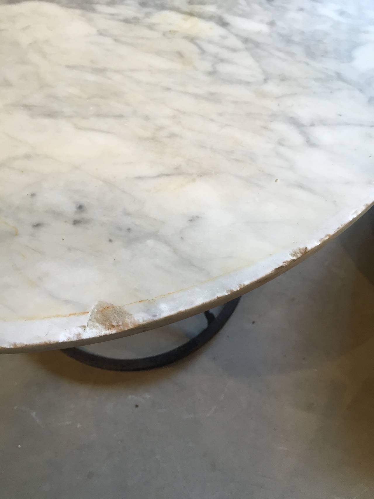 Marble-Topped French Bistro Table In Excellent Condition In Woodbury, CT
