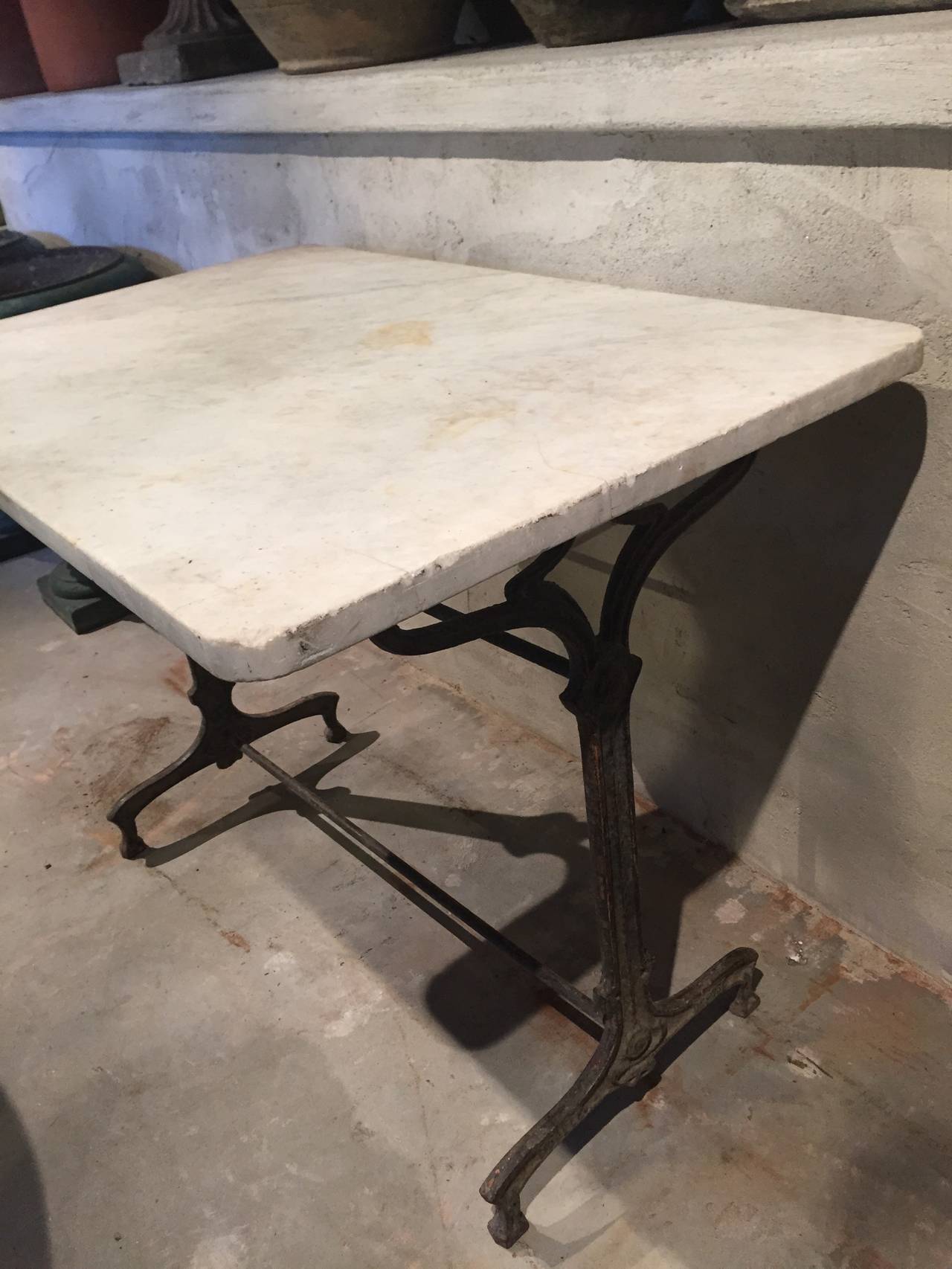 Cast French Art Nouveau Marble-Topped Table