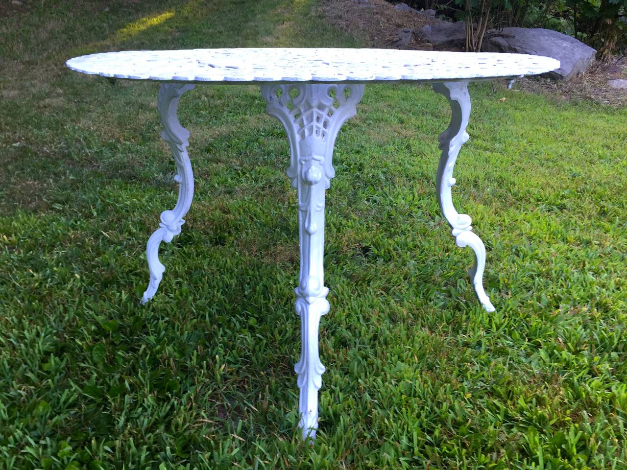 Late Victorian Cast Iron Garden Table with Dolphin Cabriole Legs