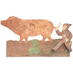 Antique French Pig and Elf Carnival Shooting Target