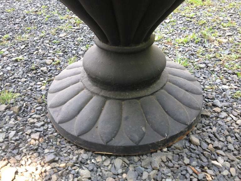 Impressive Pair of Overscale Cast Iron Urns For Sale 4