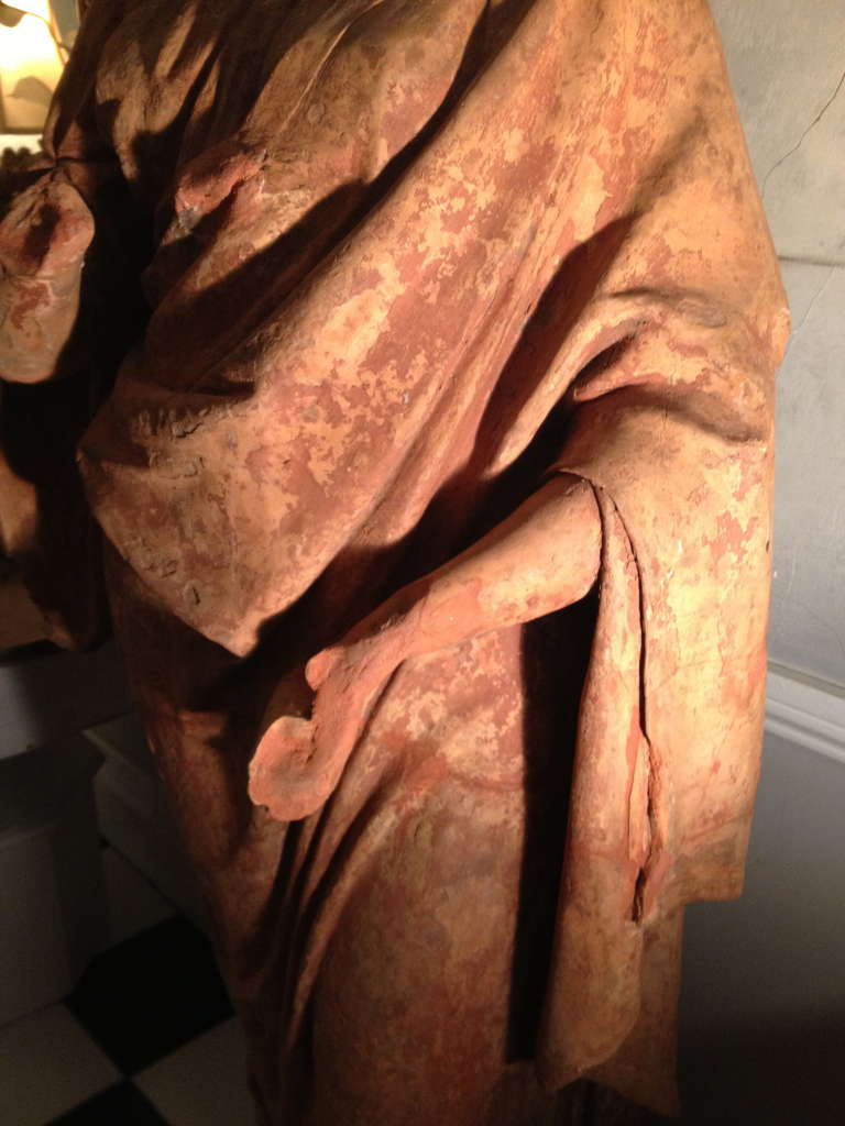 Hand-Crafted Magnificent and Rare Life-Size Italian Terracotta Statue of Flora For Sale