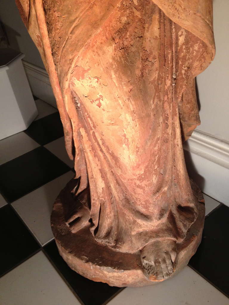 Magnificent and Rare Life-Size Italian Terracotta Statue of Flora In Fair Condition For Sale In Woodbury, CT