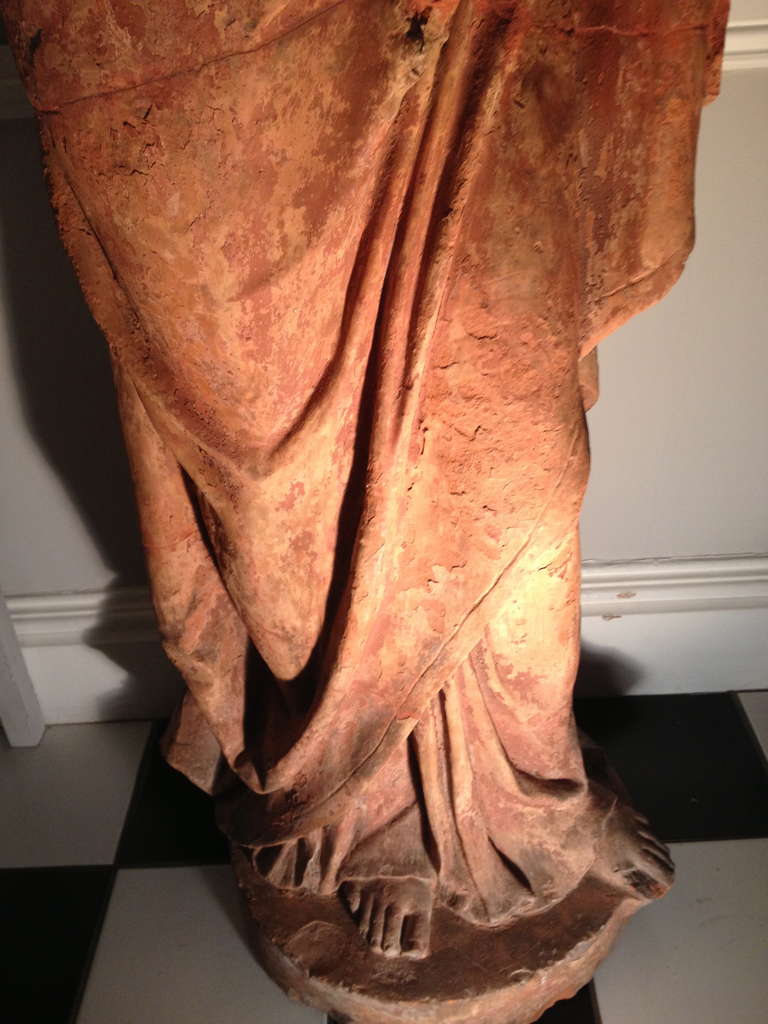 18th Century Magnificent and Rare Life-Size Italian Terracotta Statue of Flora For Sale