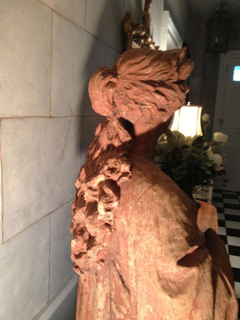 Magnificent and Rare Life-Size Italian Terracotta Statue of Flora For Sale 1