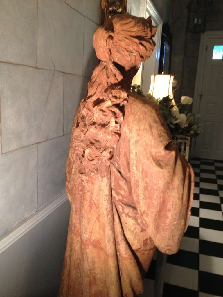 Magnificent and Rare Life-Size Italian Terracotta Statue of Flora For Sale 2