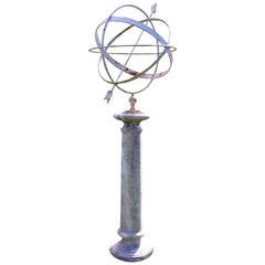 Large English Armillary on Cast Stone Pedestal