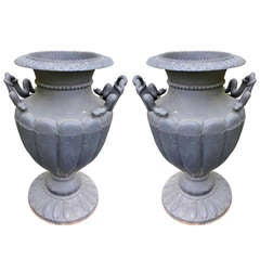 Impressive Pair of Overscale Cast Iron Urns