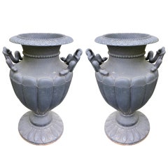 Impressive Pair of Overscale Cast Iron Urns
