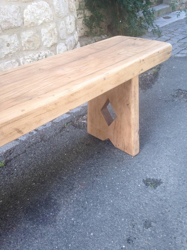 Mid-20th Century Pair of French Country Benches in Sycamore