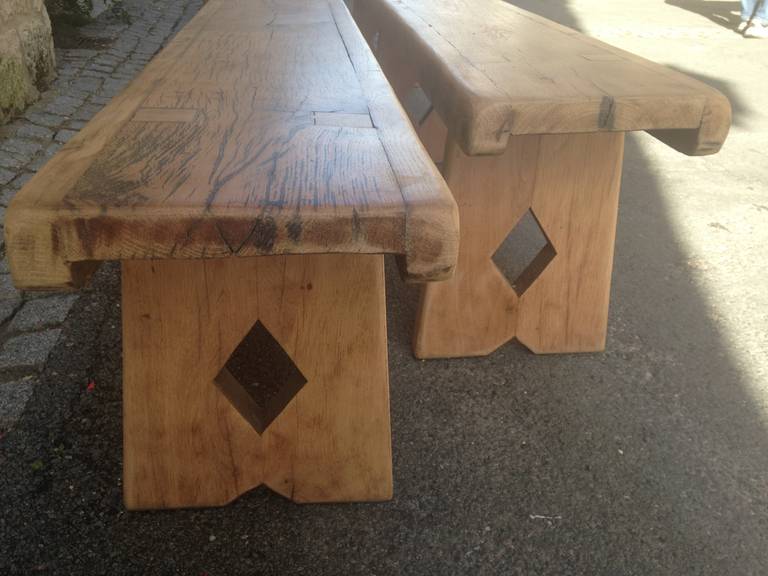 Pair of French Country Benches in Sycamore 1