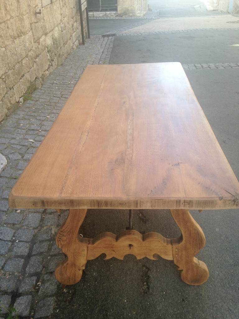 French Oak and Iron Refectory Dining Table In Good Condition In Woodbury, CT