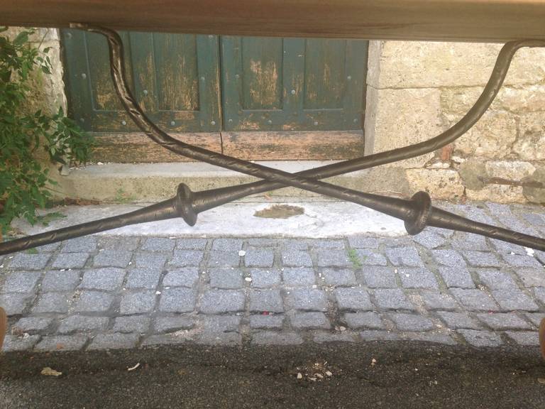 French Oak and Iron Refectory Dining Table 1